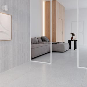 Spanish Pureform Porcelain 6 in. x 6 in. x 9mm Floor and Wall Tile Terrazzo Gray-Sample