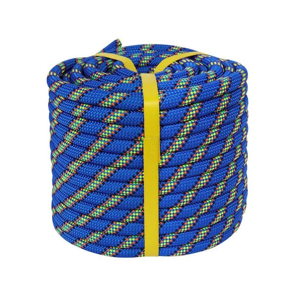 Double Braided 1/2 in. Polyester Rope Strong 48-Strand Arborist Rigging Line for Climbing Pulling Swing Sail 200 ft