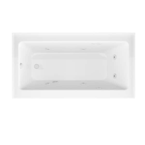 Amber Series 60 in. x 30 in. Rectangular Whirlpool Bathtub with Left Side Drain and V-Style Back Jets in Glossy White