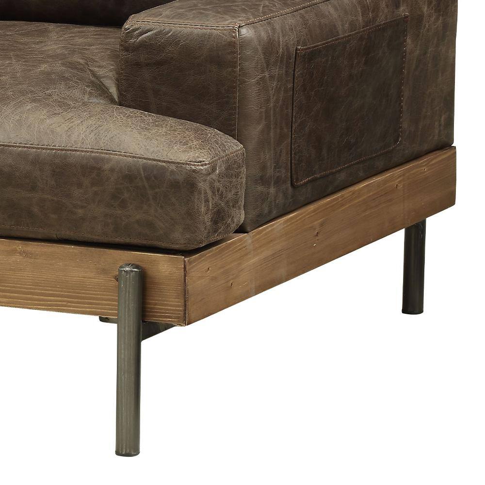 Silchester Distressed Chocolate Leather and Oak Accent Chair