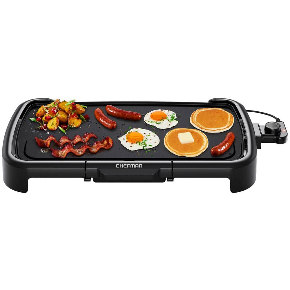 Chefman 200 Sq In. Black Electric Griddle With Extra Large Non-Stick ...