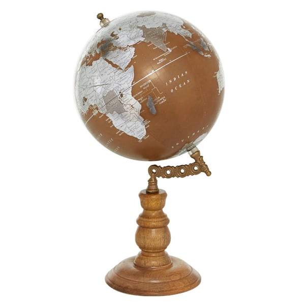 Litton Lane 15 in. Copper Mango Wood Traditional Decorative Globe