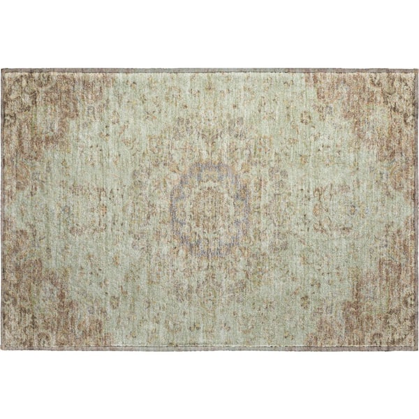 Mayfield Premium Machine Washable Abstract AMF2543 Sage 2 ft. x 3 ft. Accent Rug