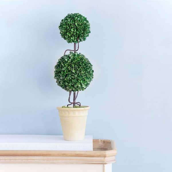 Unbranded 1.83 ft. 2-Tiered Artificial Boxwood Topiary Trees with Pot, Indoor Outdoor Fake Plants for Home and Living Room Decor