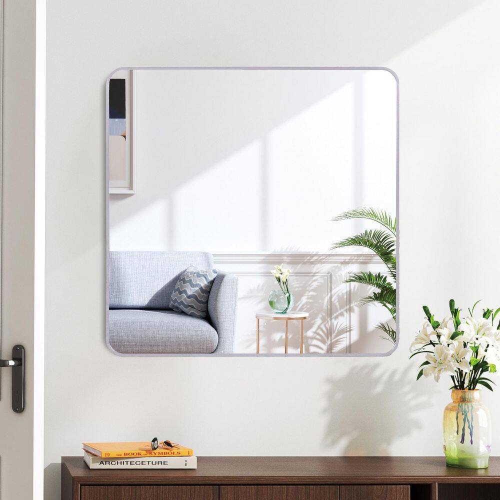 Silver 30 in W x 30 in. H Square Metal Framed Bathroom Mirror for Wall price history on PriceWatchPro