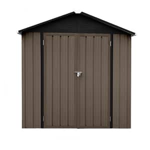6 ft. W x 4 ft. D Metal Outdoor Storage Shed with Lockable Door in Brown (24 sq. ft.)