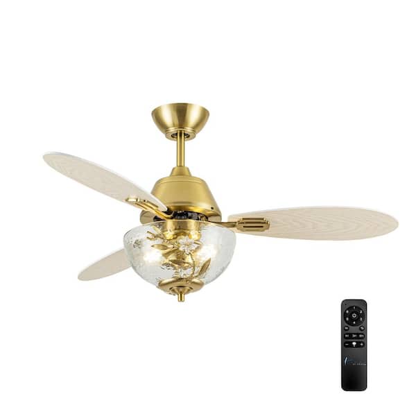 Cassidy 42 in. 2-Light Indoor Gold Ceiling Fan with Clear Glass Bowl Shade and Remote Control