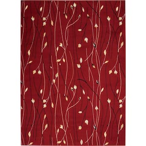 Grafix Red 5 ft. x 7 ft. Floral Contemporary Area Rug