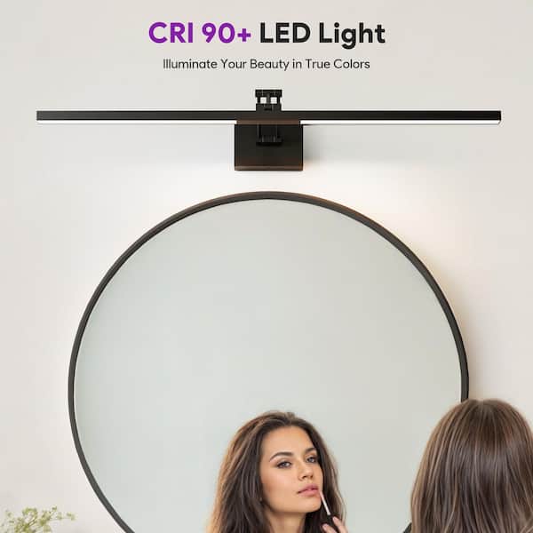 Merra 36 in. 1-Light Matte Black Bathroom 3CCT Modern LED Vanity