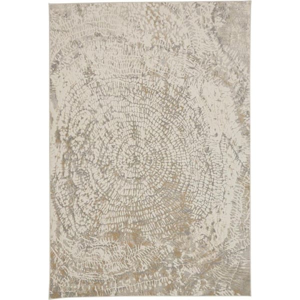 HomeRoots Gray, Ivory Abstract 2 ft. x 8 ft. Area Rug