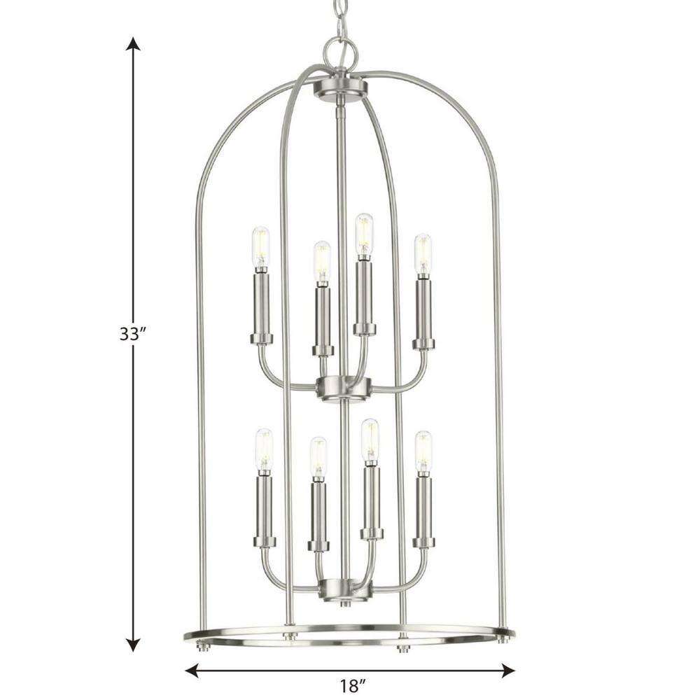 Leyden Brushed Nickel 8-Light Farmhouse Foyer Pendant