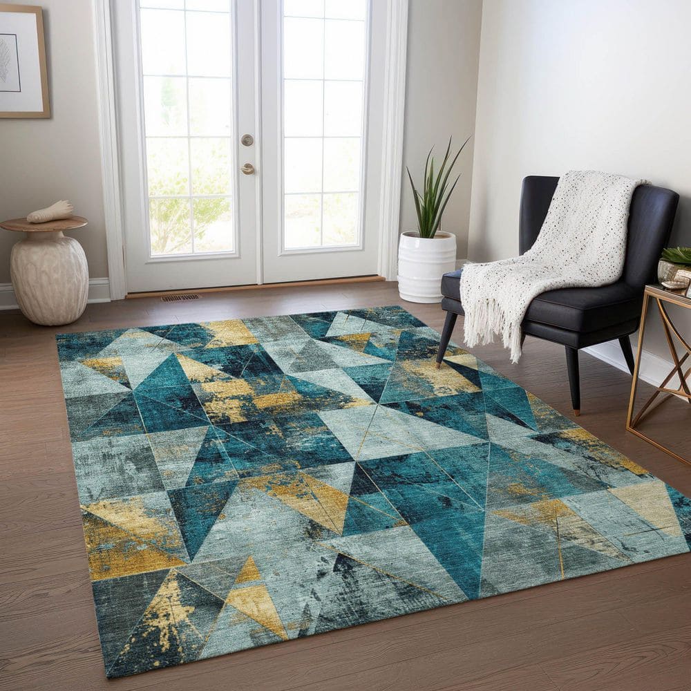 Chantille Machine Washable Indoor/Outdoor Abstract ACN1888 Teal 3 ft. x 4 ft. Area Rug price history on PriceWatchPro