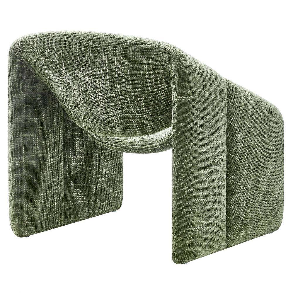 Basil Green Faux Leather Barrel Accent Chair with Metal Frame