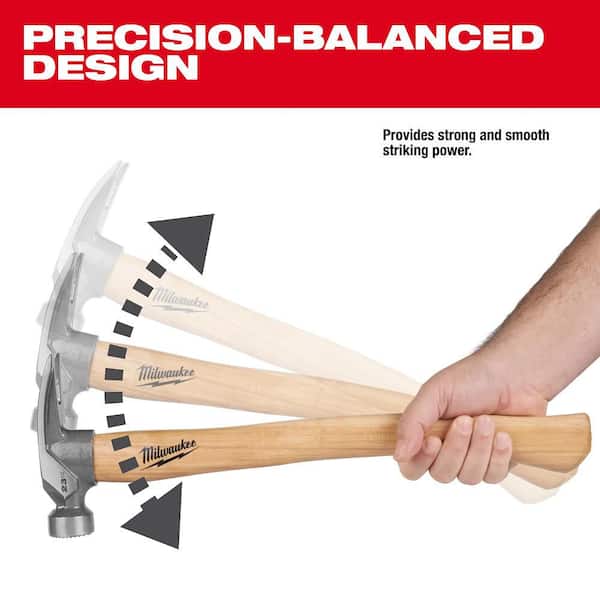 Milwaukee 23 oz. Milled Face Hickory Handle Framing Hammer 48-22