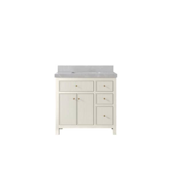 Willow Collections Sonoma 36 in. Single Sink Freestanding Alabaster Bath Vanity with Pearl Gray Qt. Top Unassembled
