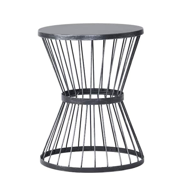 Avex Matte Black Round Iron 21 in. H Outdoor Side Table