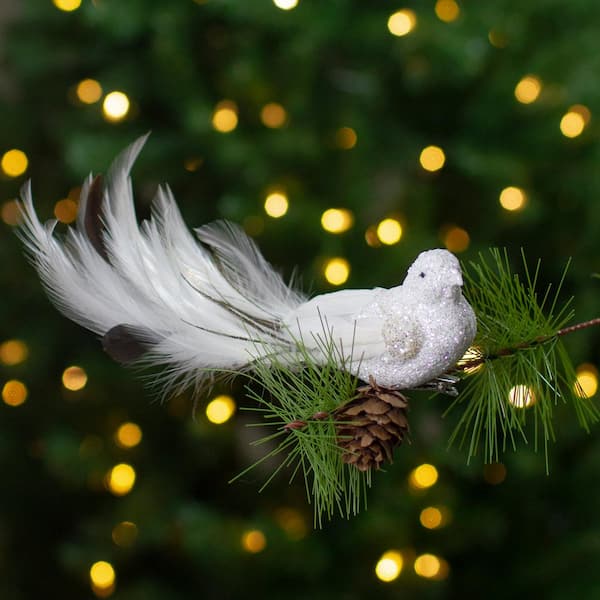 bird whiteページ Northlight 8 in. White Glittered Clip On Bird Christmas Ornament