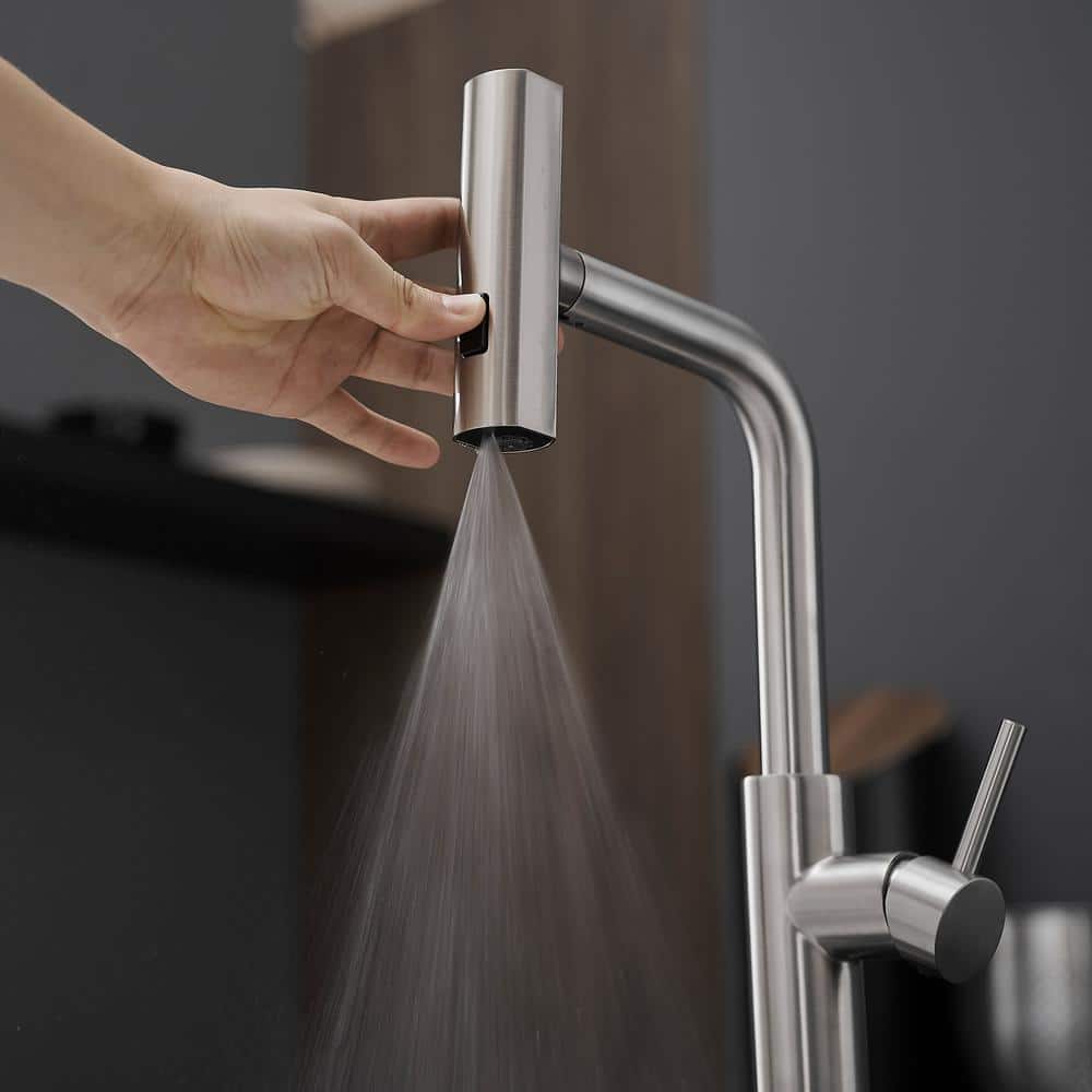Brushed Nickel Single Handle Pull Down Kitchen Faucet
