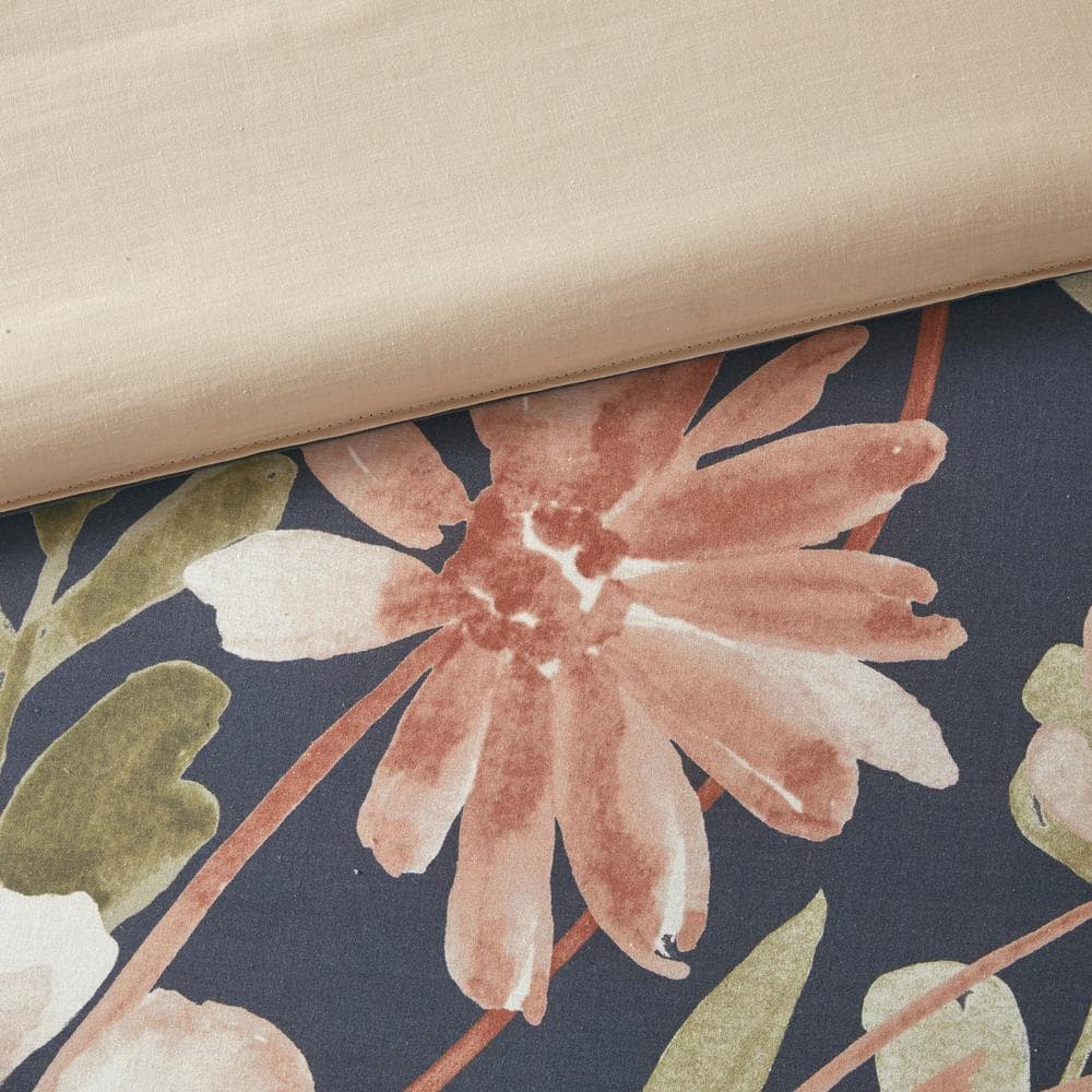 California King Blush Floral Cotton 8-Piece Comforter Set
