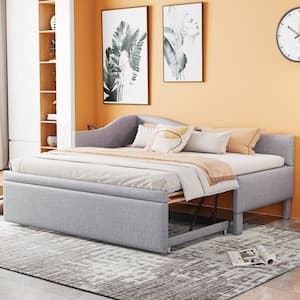 Nestfair Twin Size Upholstered L-Shaped Upholstered Daybed with Trundle