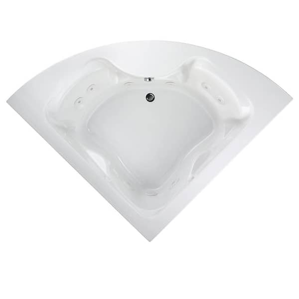American Standard Cadet 85 in. x 60 in. Corner Whirlpool Tub with Center Drain in White