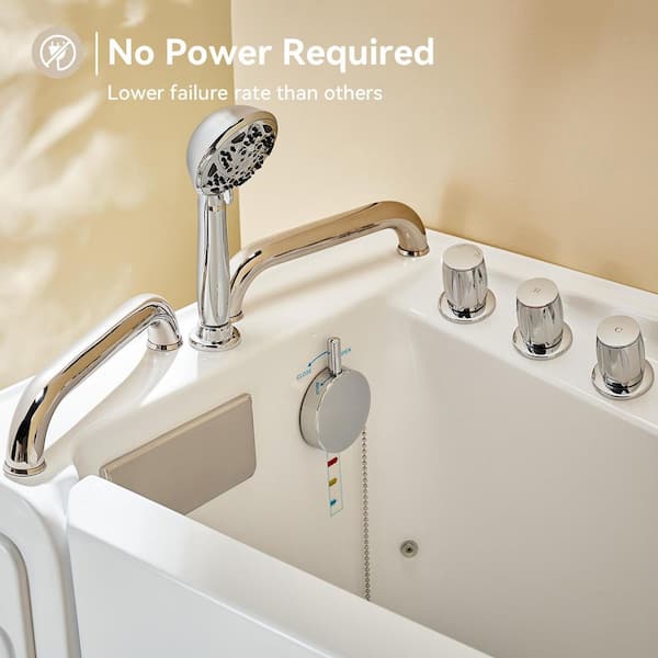 52.5 in. x 26.5 in. Left Drain Quick Fill Walk-in Soaking Bathtub in White/Chrome