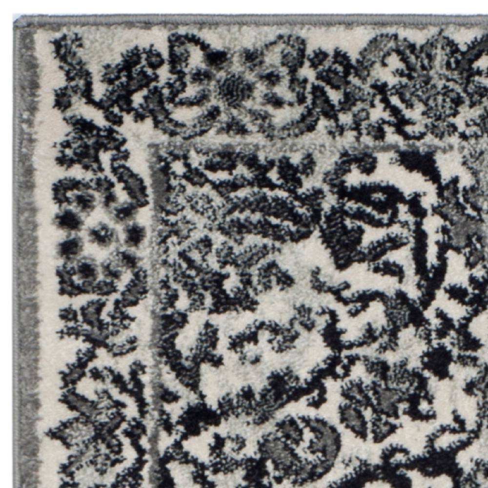 Ivory and Gray Floral Hand-knotted Runner Rug