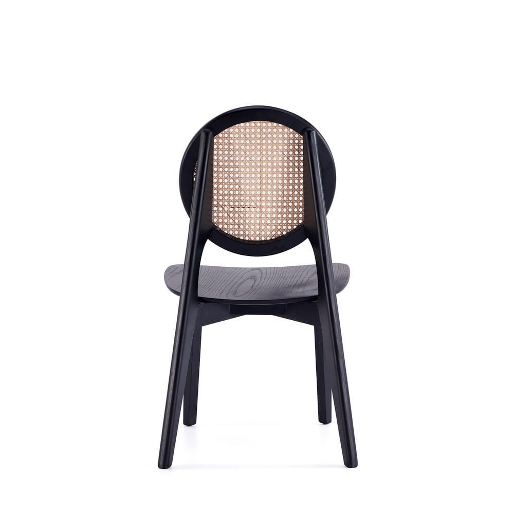 Black and Natural Cane Wood Side Chair