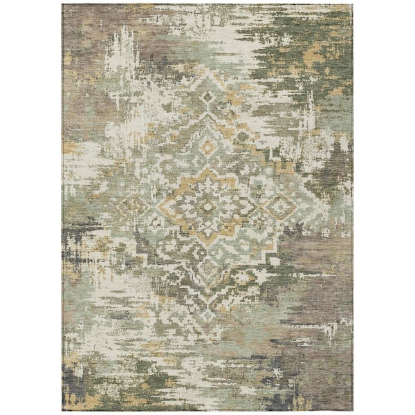 Chantille Machine Washable Indoor/Outdoor Abstract ACN2765 Sage 8 ft. x 10 ft. Area Rug