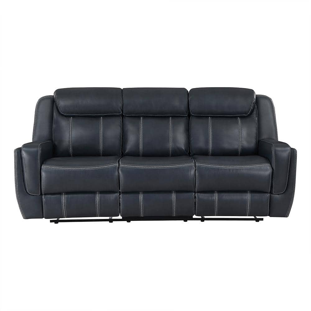 Colin 86 in. W Straight Arm Faux Leather Rectangle Manual Double Reclining 
