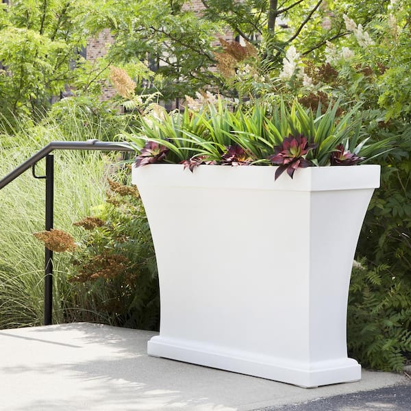 Bordeaux 40 in. White Polyethylene Trough Planter