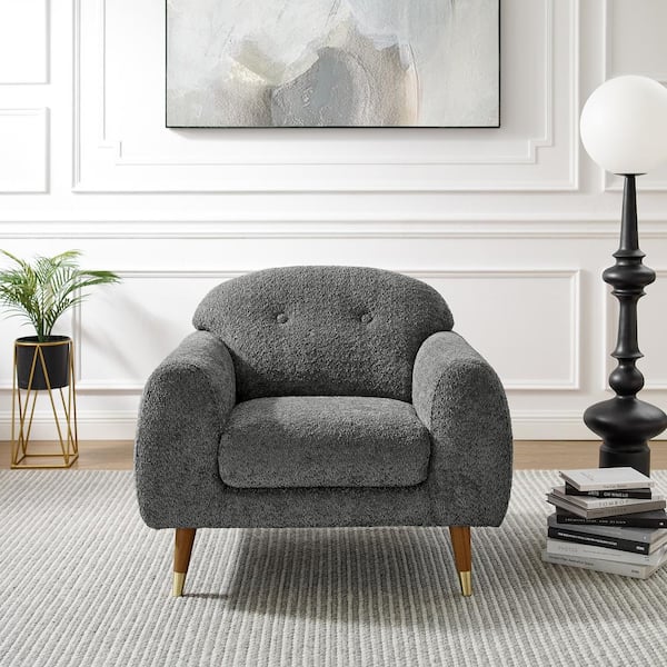 MINIMORE Iris Grey Polyester blend Upholstery Barrel Accent Chair