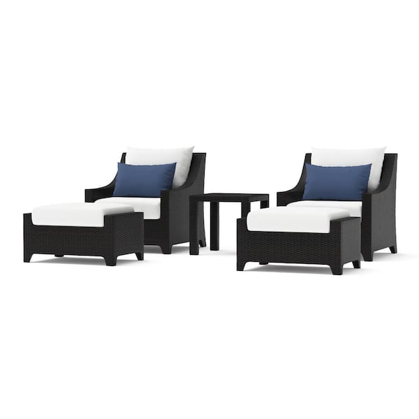 Deco 5-Piece Wicker Patio Conversation Set with Sunbrella Bliss Ink Cushions