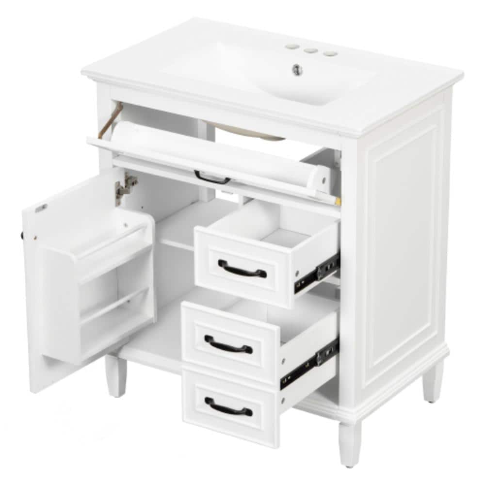 30 in. W x 18.3 in. D x 34 in. H Bathroom White Linen Cabinet price history on PriceWatchPro