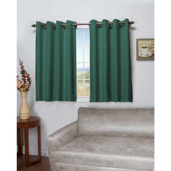 RICARDO Woodland green Canvas Solid 50 in. W x 45 in. L Grommet Blackout Curtain