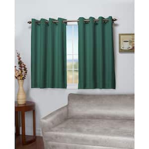 Woodland Green Canvas Solid 50 in. W x 54 in. L Grommet Blackout Curtain
