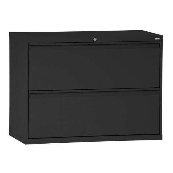 Sandusky 800 Series 28 in. H x 30 in. W x19 in. D 2-Drawer Full Pull Lateral File Cabinet in Black