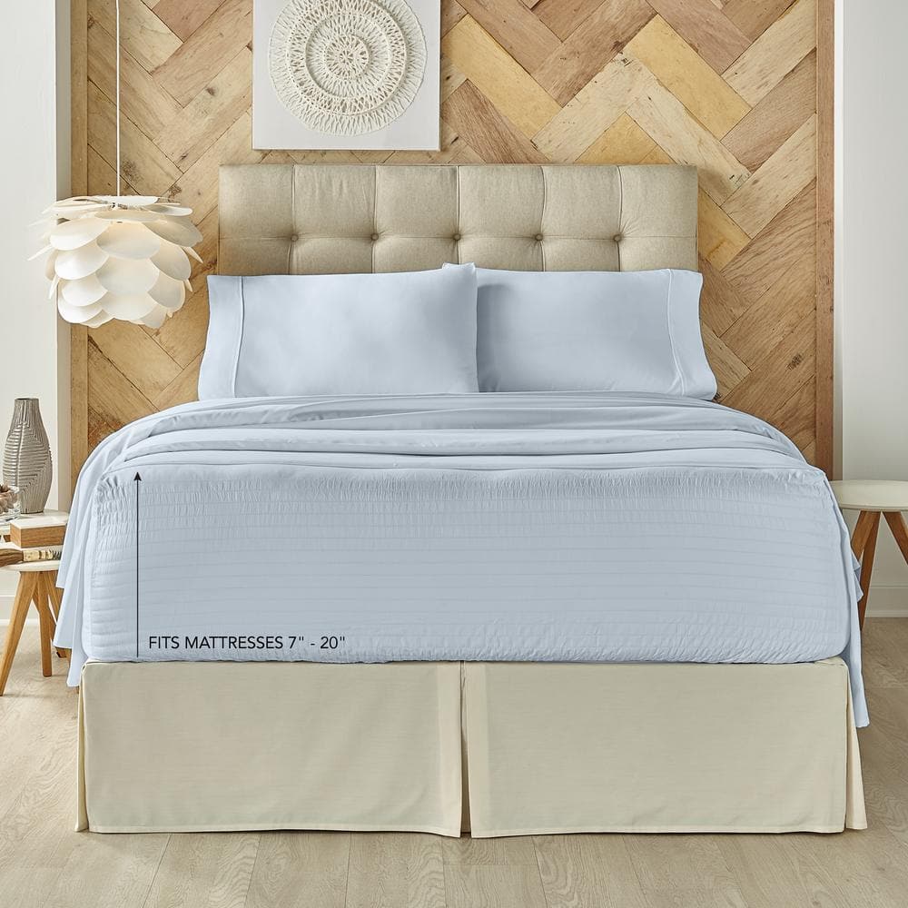 Light Blue Queen Microfiber Cotton Bedding Set