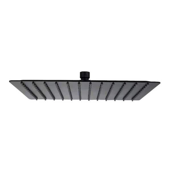 YONKI SUNSHIN INC Modern 1-Spray Patterns 12 in. Single Ceiling Mount Fixed Shower Head in Stainless Steel in Matte Black