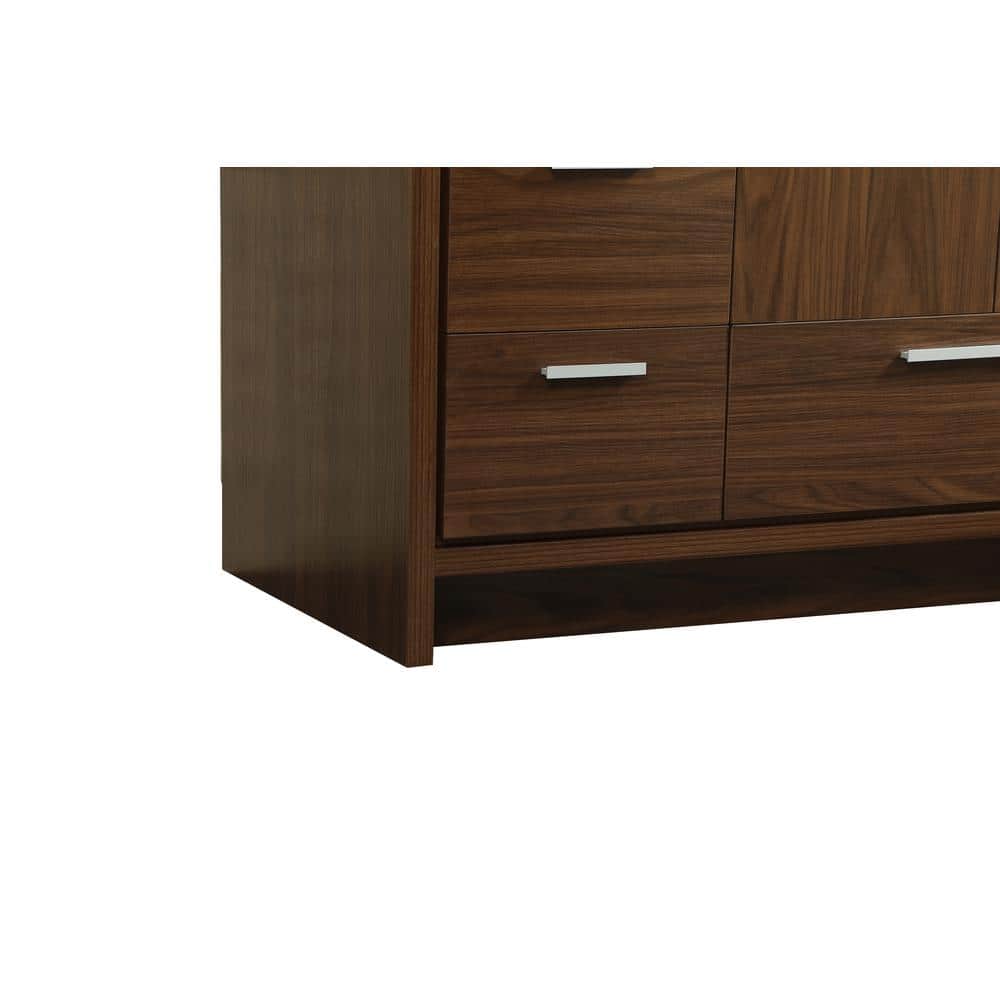 Walnut and White MDF Single Basin Vanity with Resin Sink
