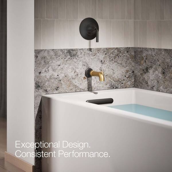 KOHLER Tone Wall-Mount Bath Spout with Diverter in Matte Black with Moderne Brass