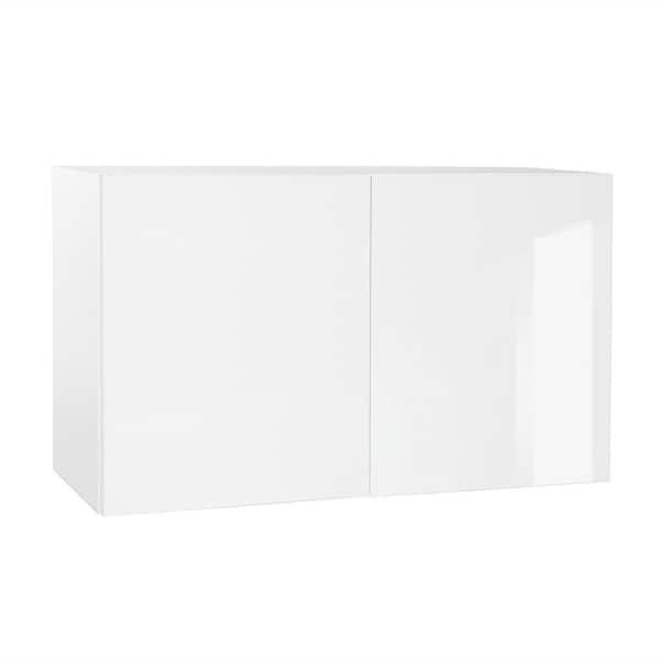 Cambridge Quick Assemble Modern Style, White Gloss 36 x 18 in. Wall Bridge Kitchen Cabinet (36 in. W x 24 in. D x 18 in. H)