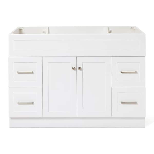 ARIEL Hamlet 48 in. W x 21.5 in. D x 34.5 in. H Freestanding Bath Vanity Cabinet without Top in White