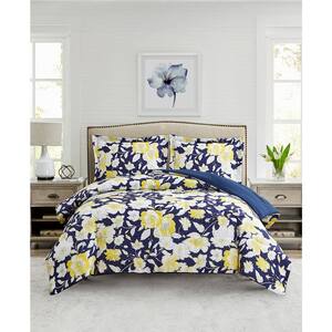 Aster Floral 2-Piece Yellow Ultra Soft Microfiber Twin Comforter Bedding Set