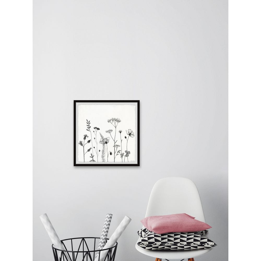 Gray Floral Watercolor Framed Print, 18" x 18"
