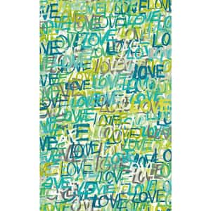 Blue Indio Teal Love Scribble Wallpaper