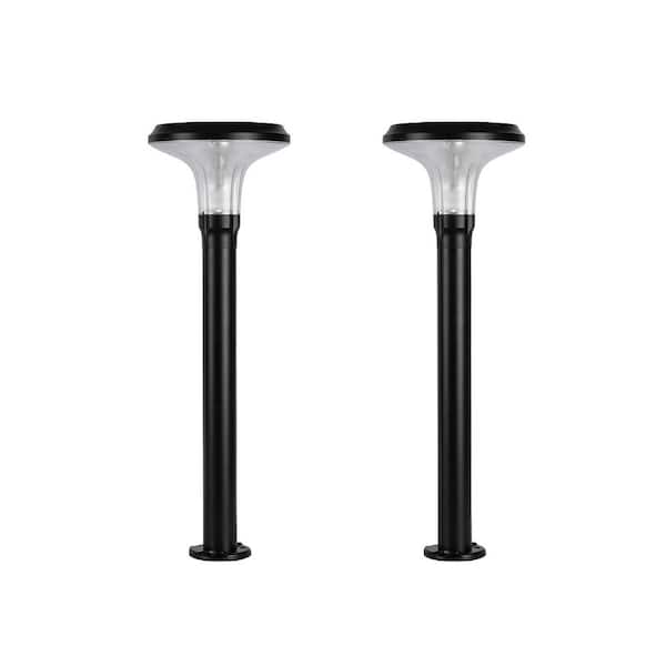 Vantage Solar Commercial Graded Black Outdoor Waterproof Solar Warm White LED Pathway Bollard Light - 2 Pack
