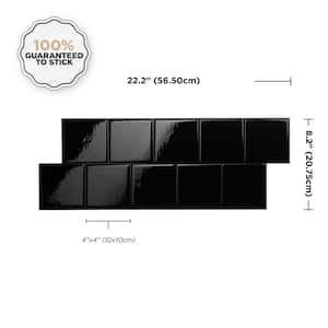 Square Berlin Black 22.29 in. x 8.23 in. Vinyl Peel and Stick Tile (2.30 sq. ft/ 2 pack)