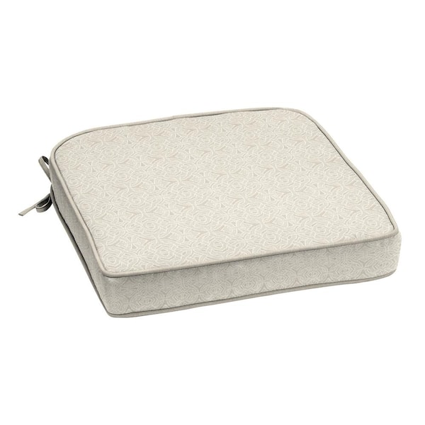 Hampton Bay 20 in. W x 20 in. D Cushionguard Universal Outdoor Seat Pad in Putty Trellis