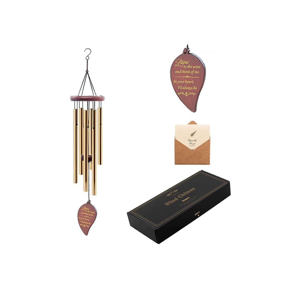30 in. Wooden Sympathy Memorial Wind Chimes Leaf Shape Design Waterproof Outdoor Garden Patio Decor Gift price history on PriceWatchPro